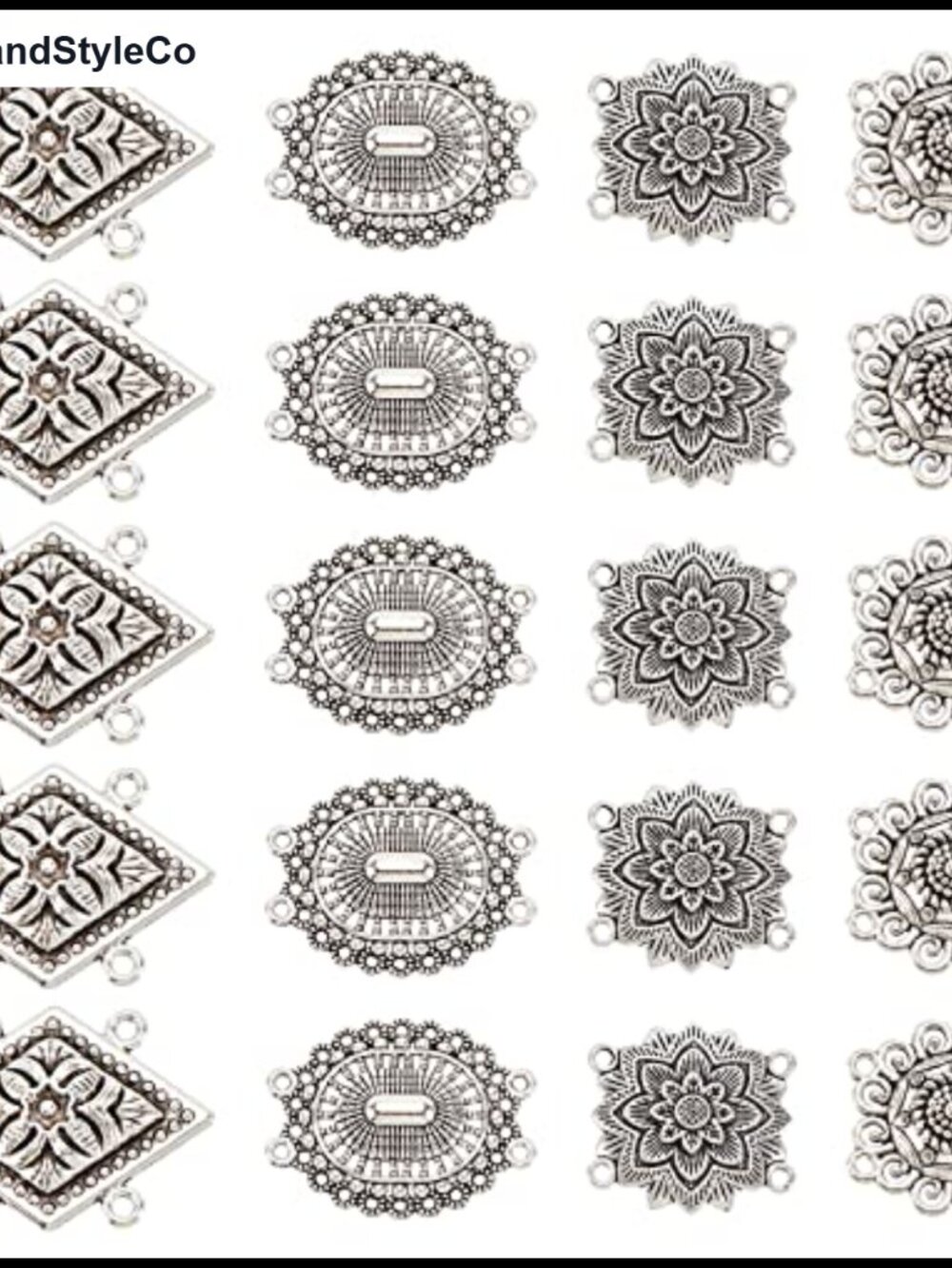 40pc Western Chain Belt Filigree Connector Charms Tibetan Style Alloy DIY